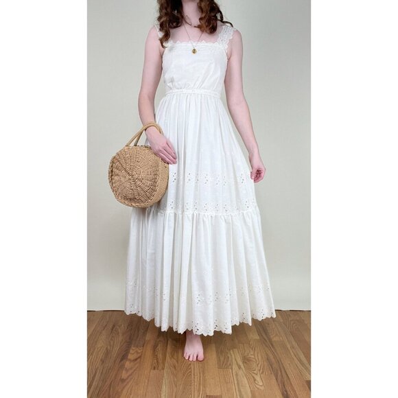 Vintage Union Made Wedding Dress Maxi Cottagecore Regency Boho Coastal 70s 1970s - Picture 1 of 12